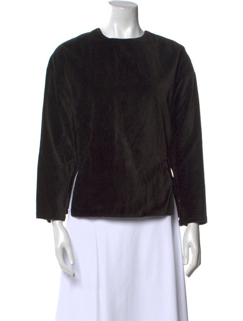 Black Crane Crew Neck Three-Quarter Sleeve Top