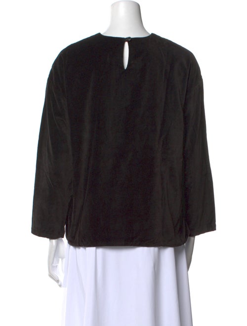 Black Crane Crew Neck Three-Quarter Sleeve Top