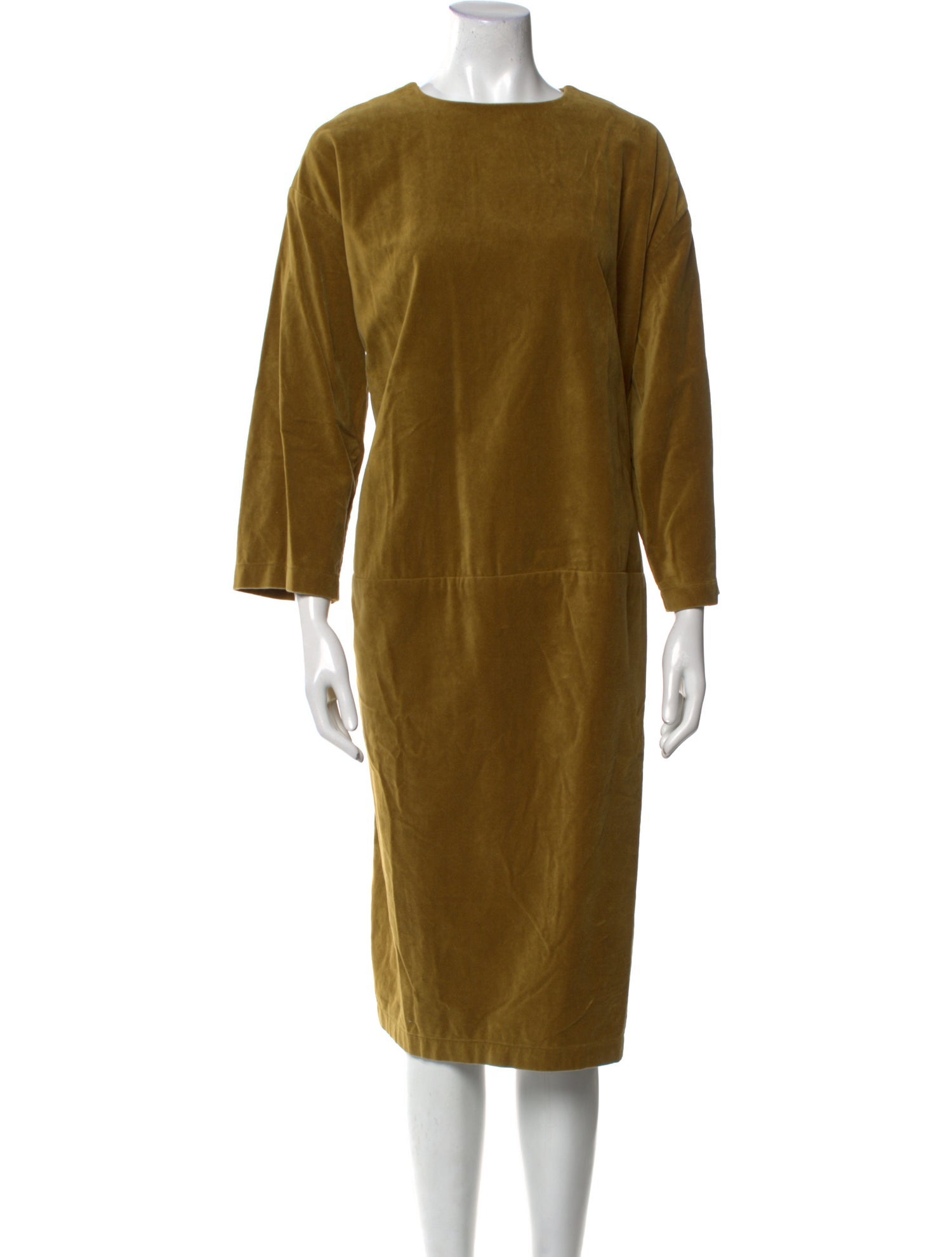 Black Crane Bateau Neckline Midi Length Dress