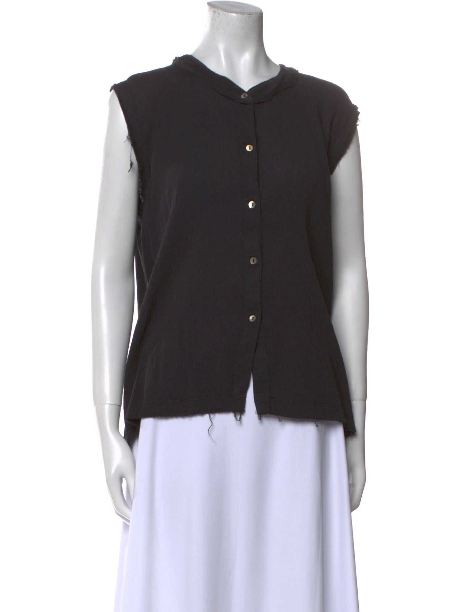 Black Crane V-Neck Sleeveless Top