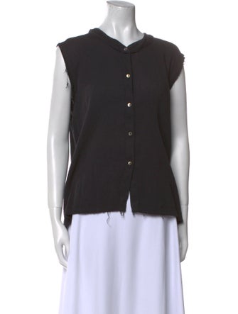 Black Crane V-Neck Sleeveless Top