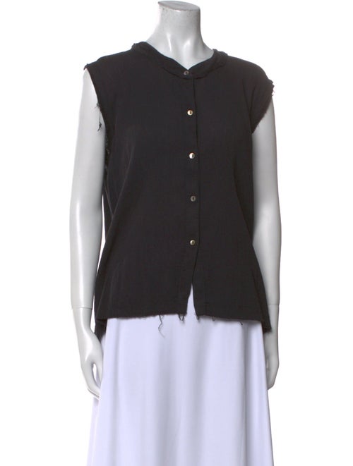 Black Crane V-Neck Sleeveless Top