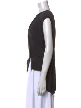 Black Crane V-Neck Sleeveless Top