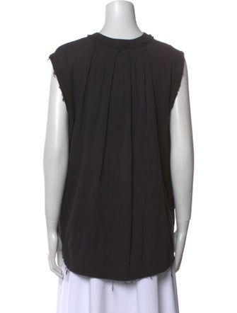 Black Crane V-Neck Sleeveless Top