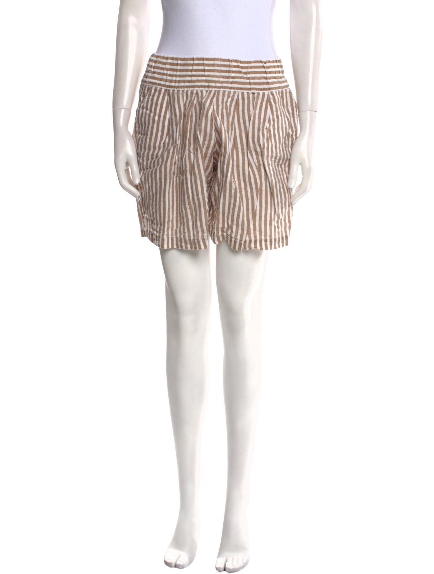 Black Crane Linen Knee-Length Shorts