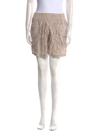 Black Crane Linen Knee-Length Shorts