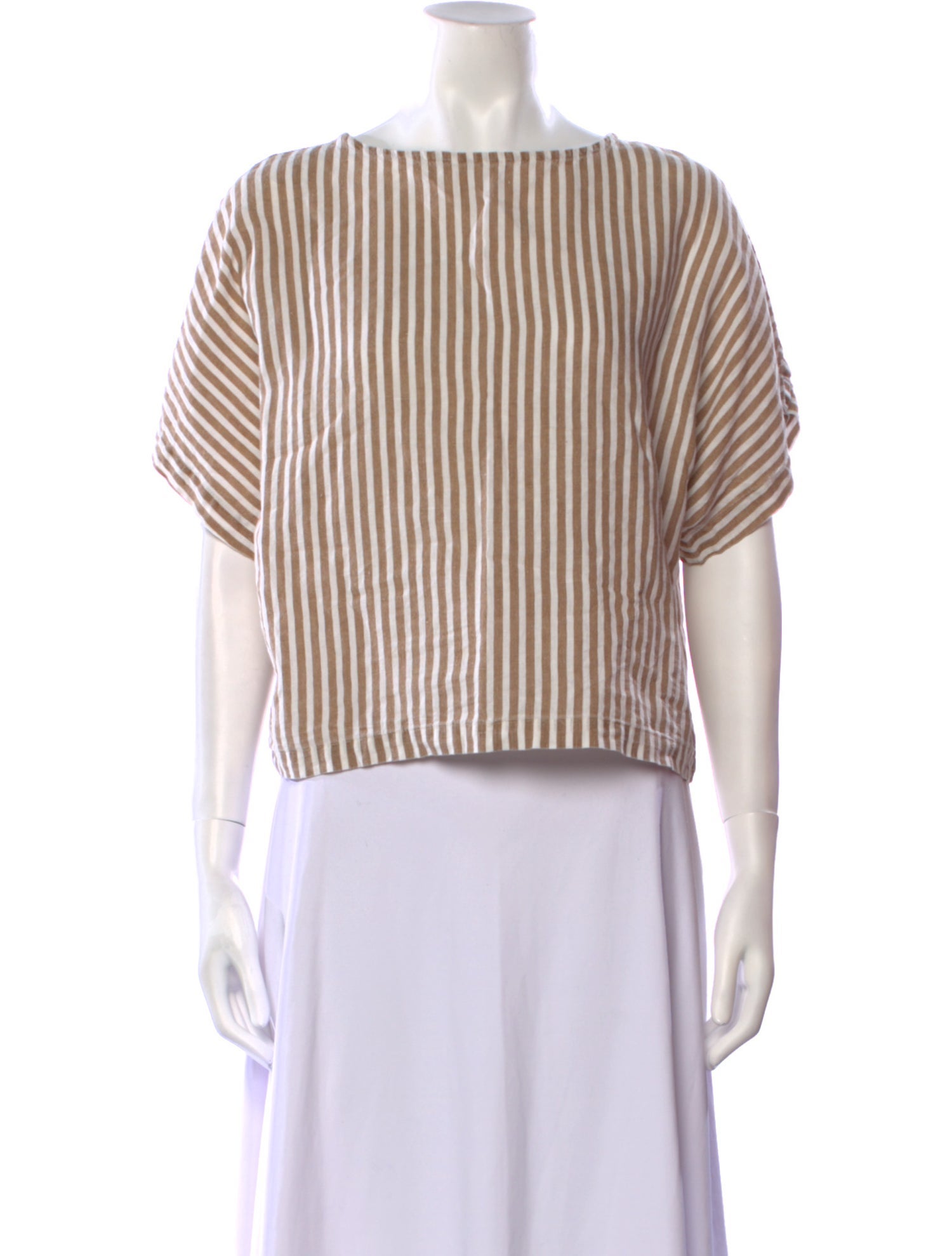 Black Crane Linen Striped Crop Top