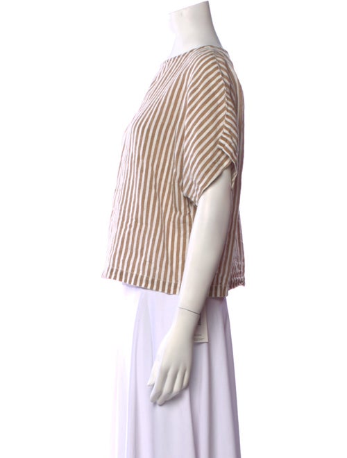 Black Crane Linen Striped Crop Top