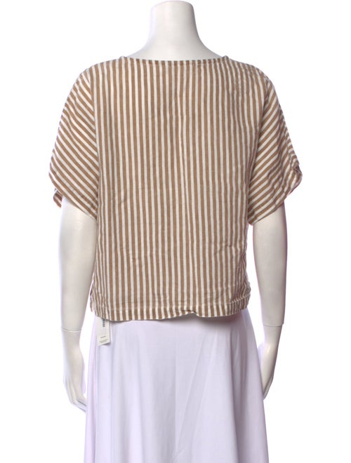 Black Crane Linen Striped Crop Top
