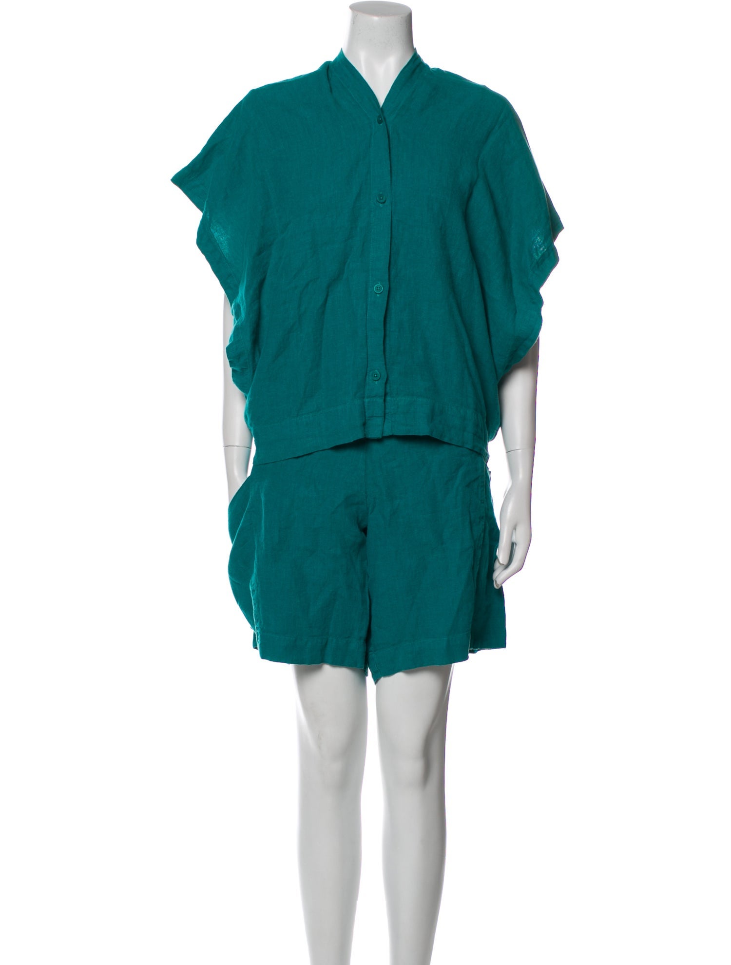 Black Crane Linen Short Set w/ Tags