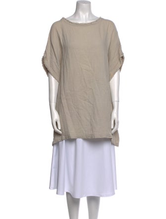 Black Crane Bateau Neckline Short Sleeve Tunic