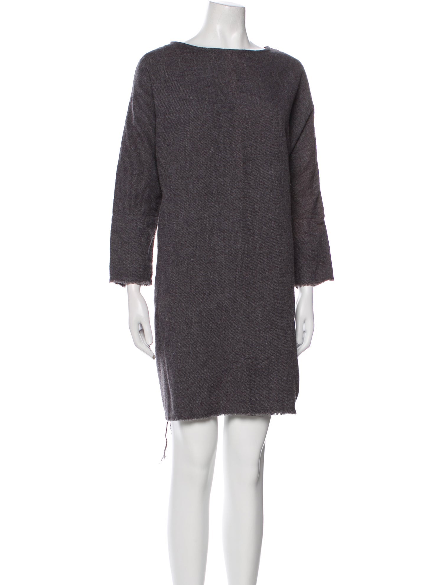 Black Crane Bateau Neckline Mini Dress