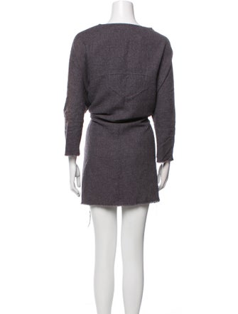 Black Crane Bateau Neckline Mini Dress