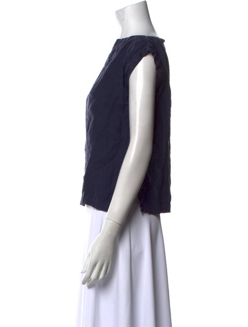Black Crane Linen Bateau Neckline Crop Top
