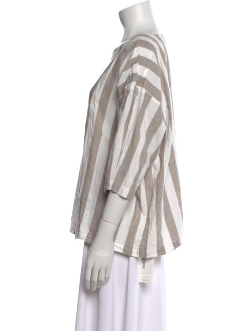 Black Crane Striped Scoop Neck Blouse