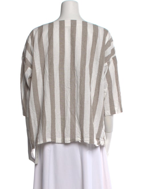 Black Crane Striped Scoop Neck Blouse