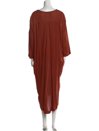 Black Crane Scoop Neck Long Dress