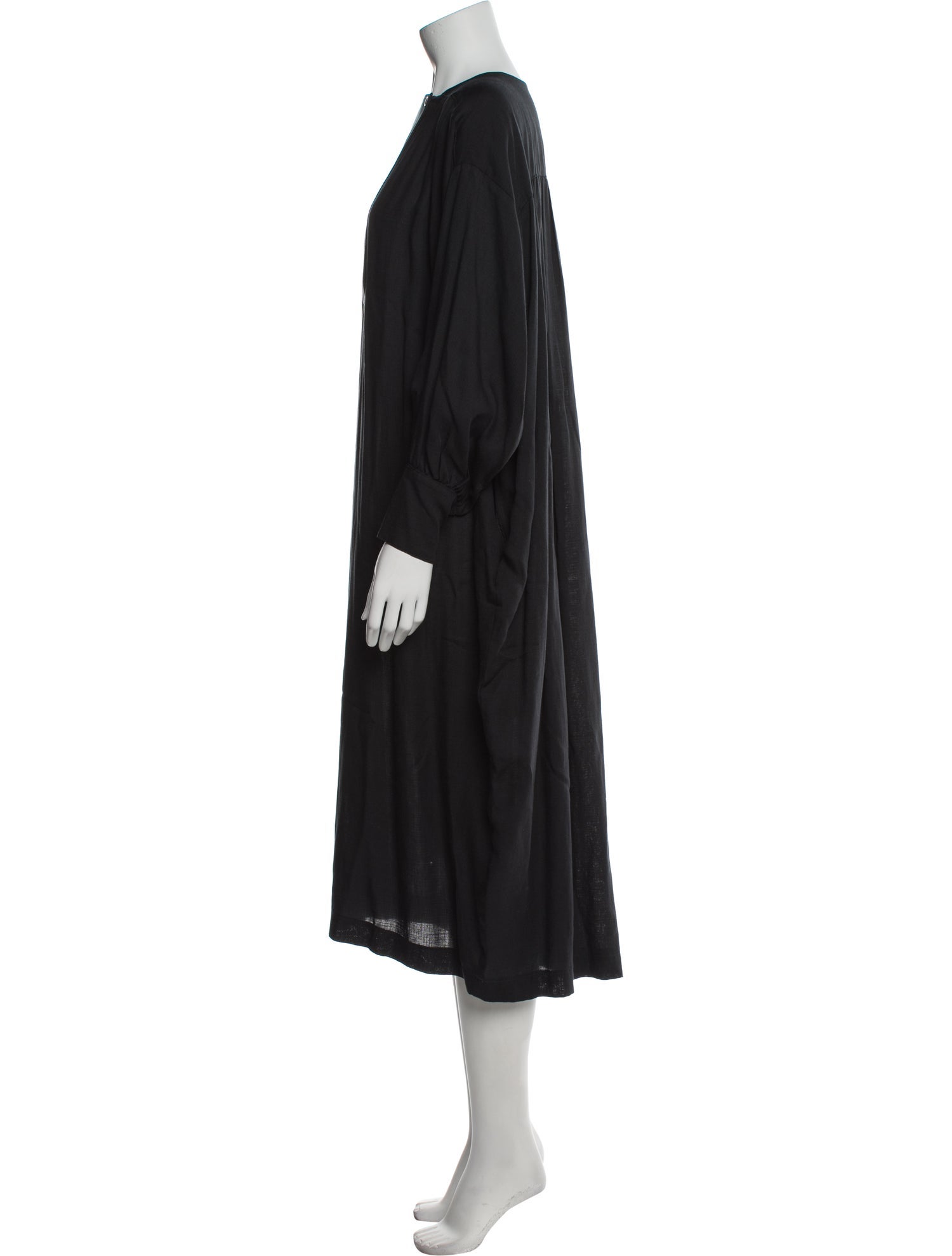 Black Crane Bateau Neckline Long Dress