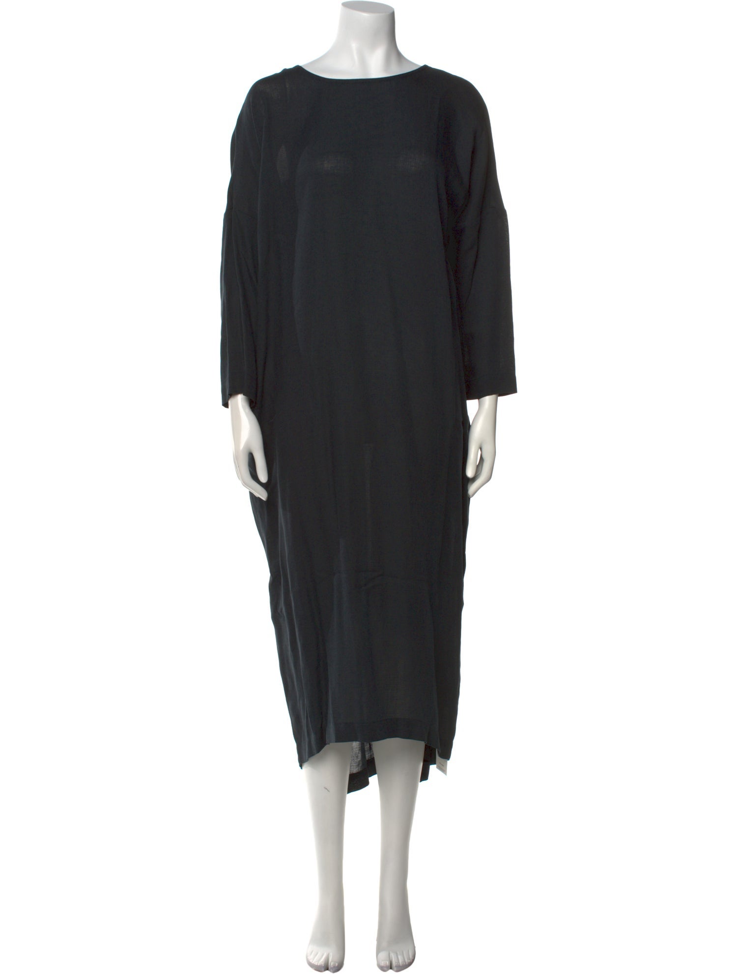 Black Crane Bateau Neckline Long Dress