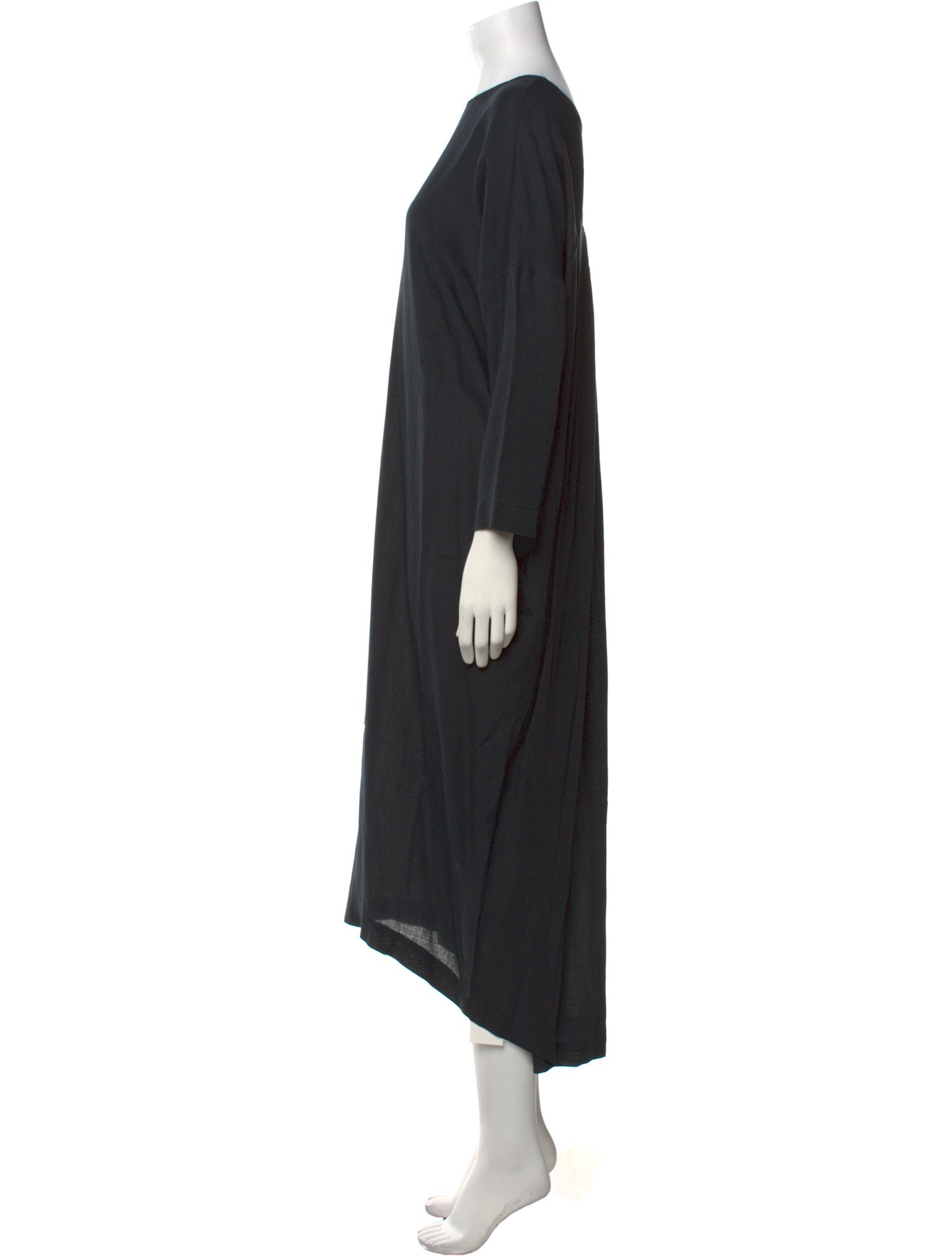 Black Crane Bateau Neckline Long Dress
