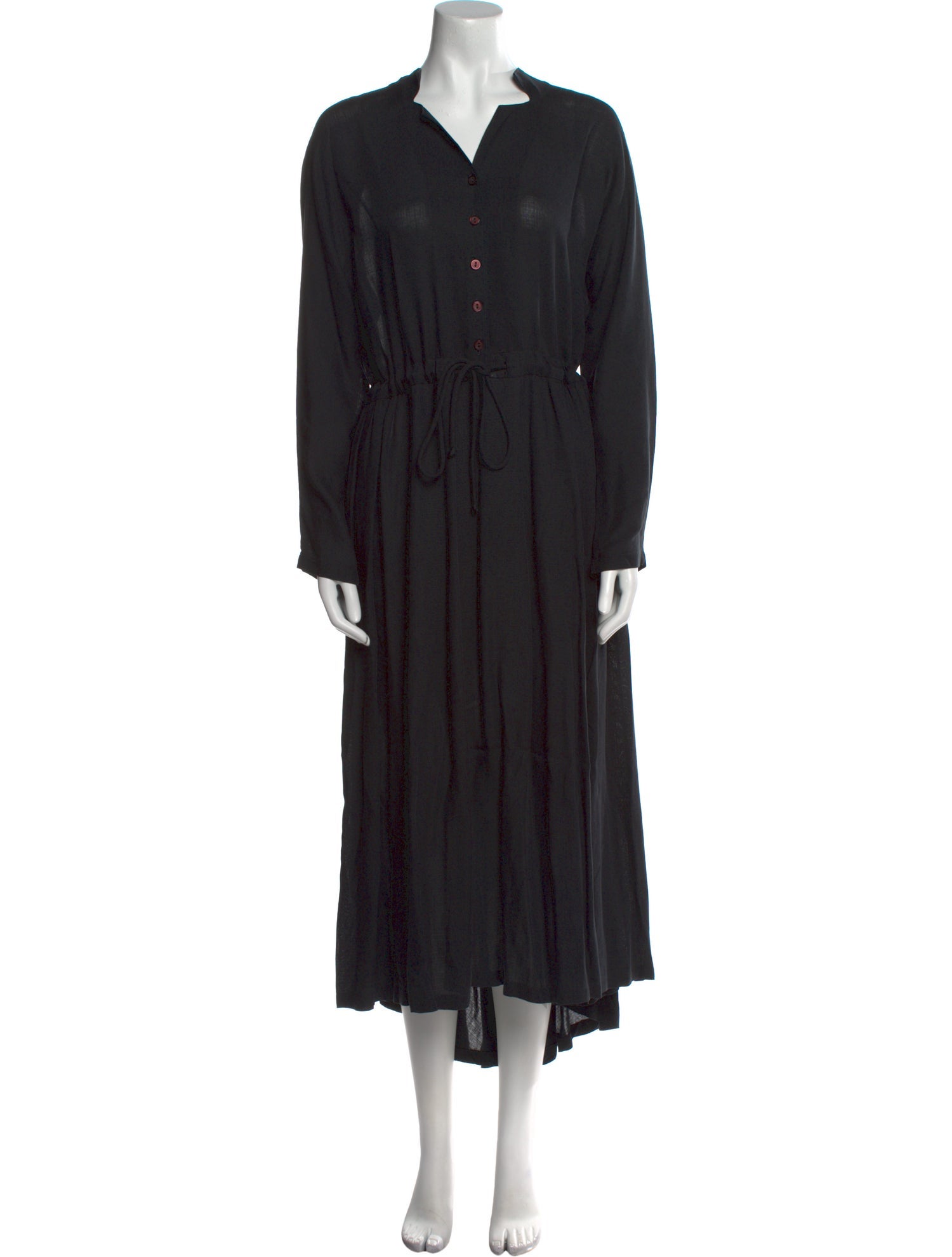 Black Crane V-Neck Long Dress