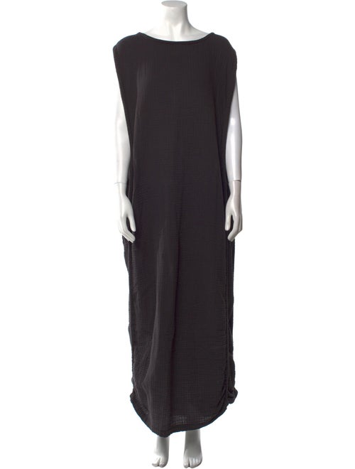 Black Crane Bateau Neckline Long Dress