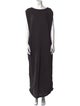Black Crane Bateau Neckline Long Dress