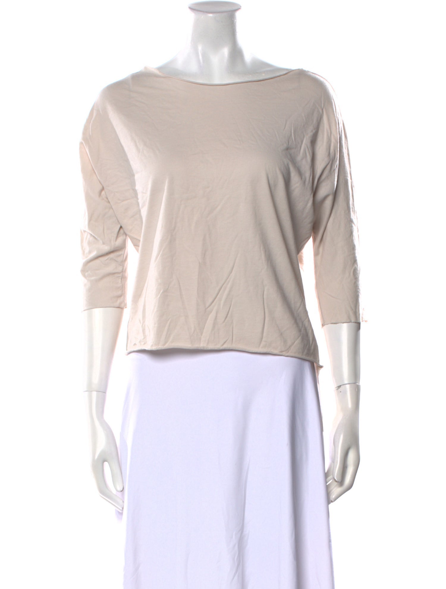 Black Crane Bateau Neckline Three-Quarter Sleeve Top