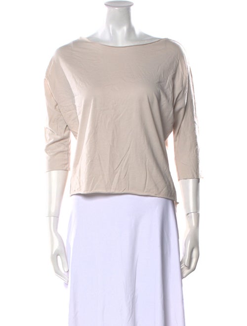 Black Crane Bateau Neckline Three-Quarter Sleeve Top