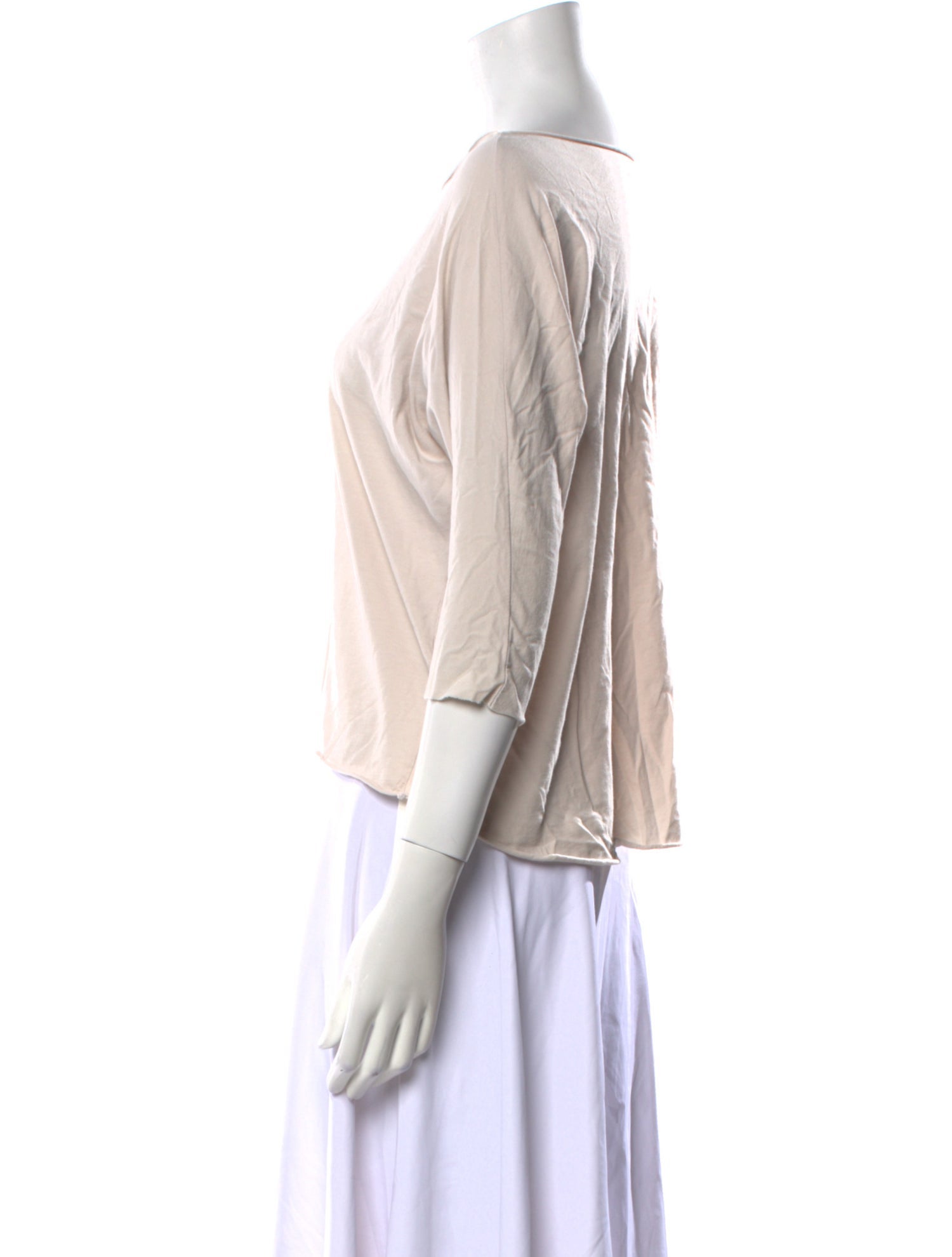 Black Crane Bateau Neckline Three-Quarter Sleeve Top