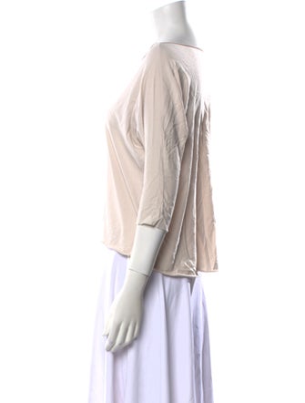 Black Crane Bateau Neckline Three-Quarter Sleeve Top