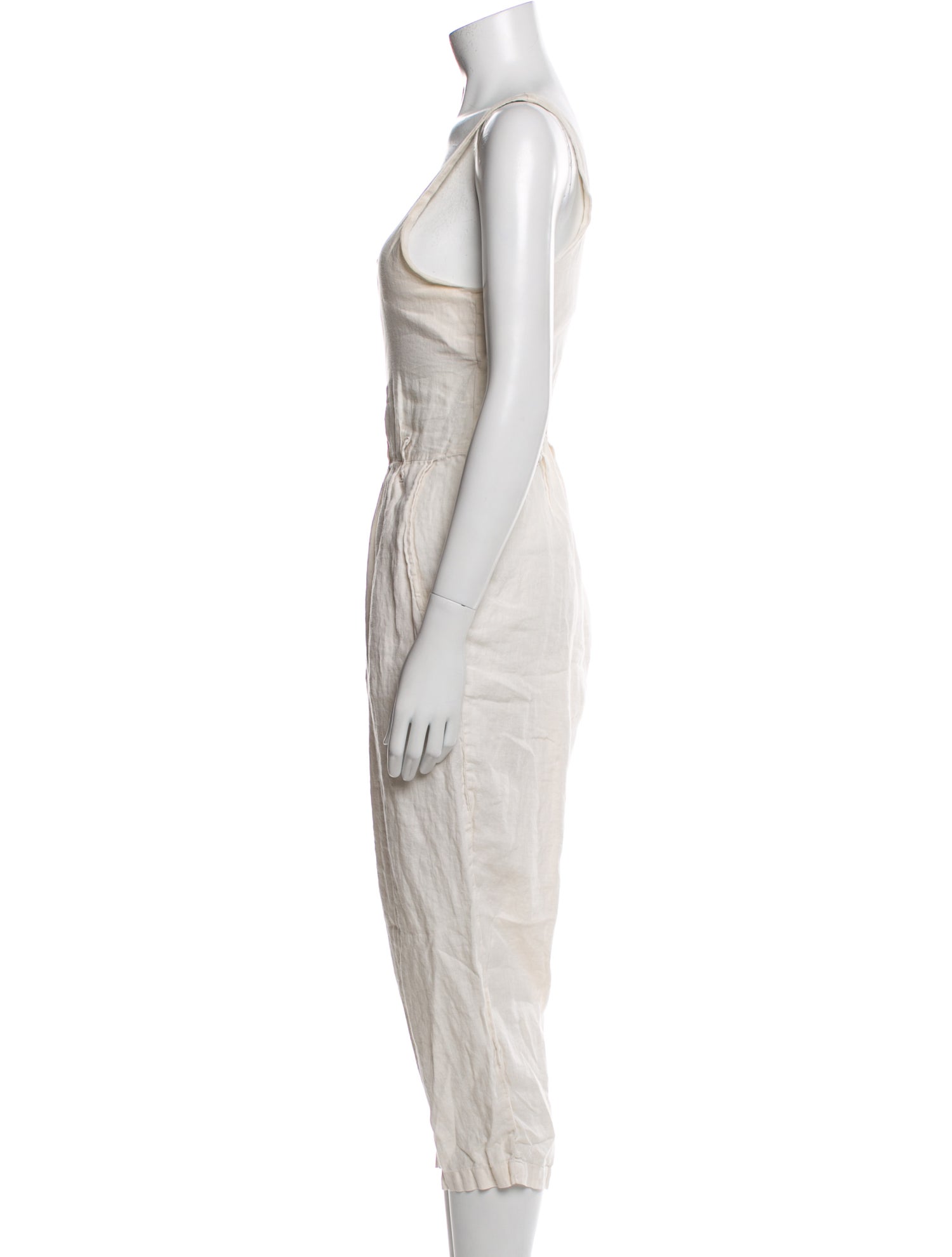 Black Crane Linen Scoop Neck Jumpsuit