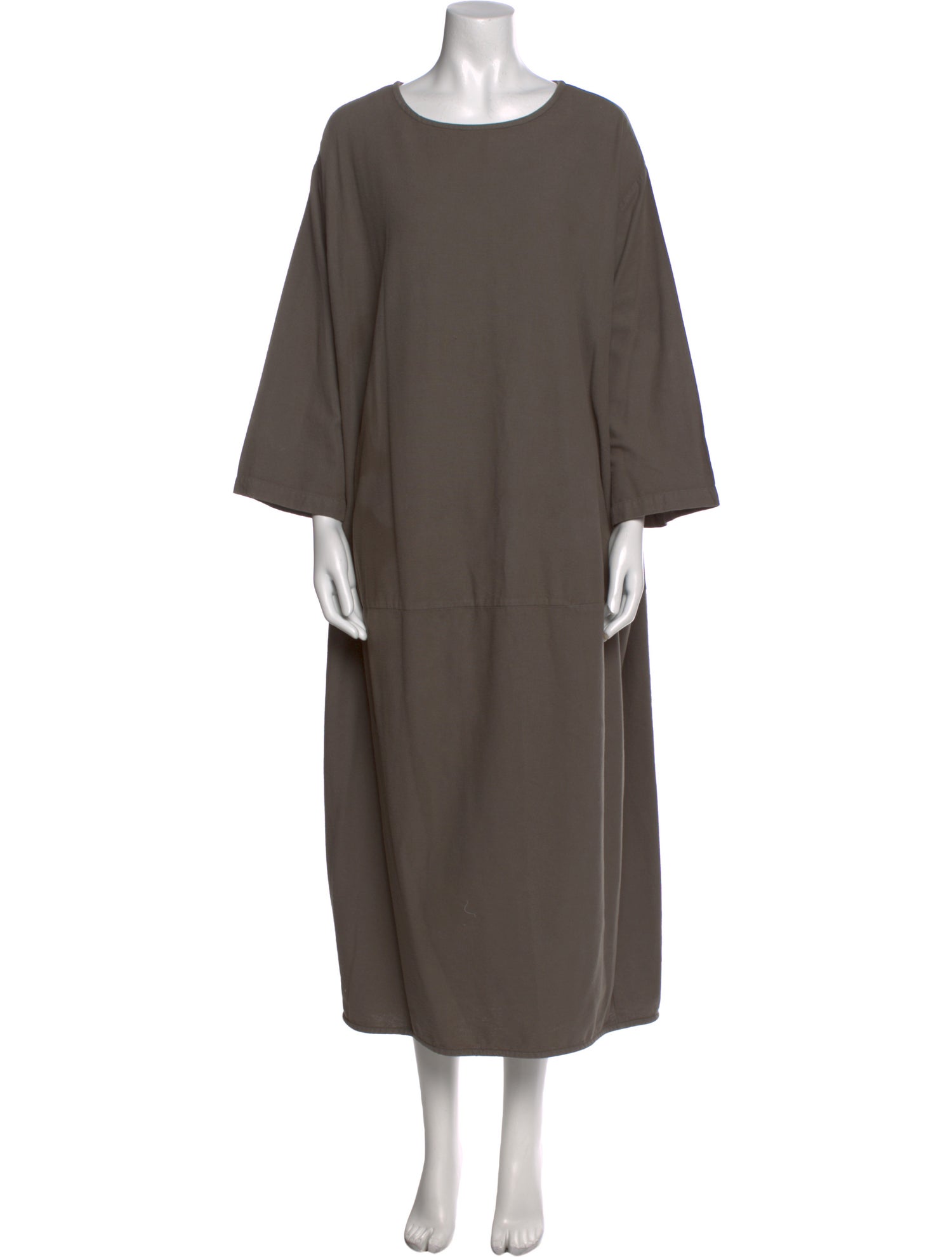 Black Crane Scoop Neck Long Dress