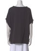 Black Crane Bateau Neckline Short Sleeve T-Shirt