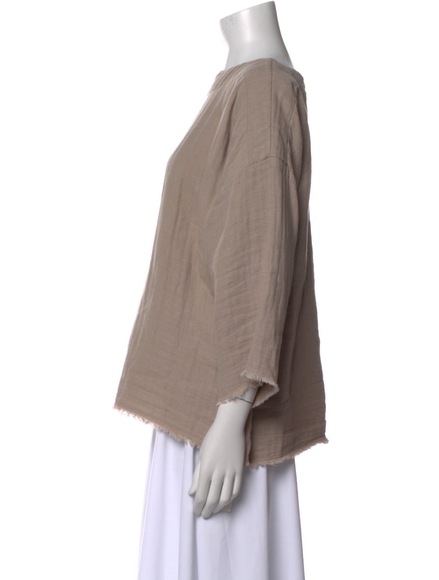 Black Crane Bateau Neckline Three-Quarter Sleeve Blouse