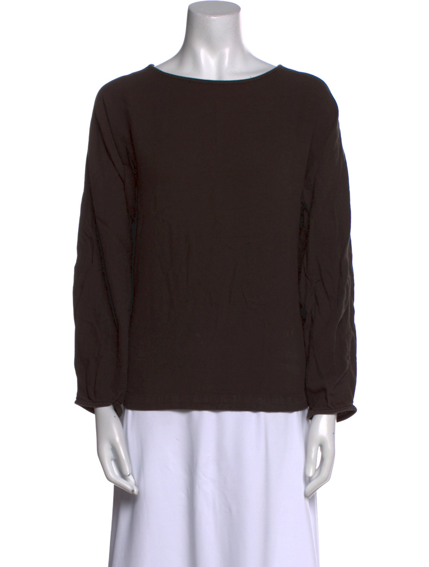 Black Crane Bateau Neckline Long Sleeve Sweatshirt