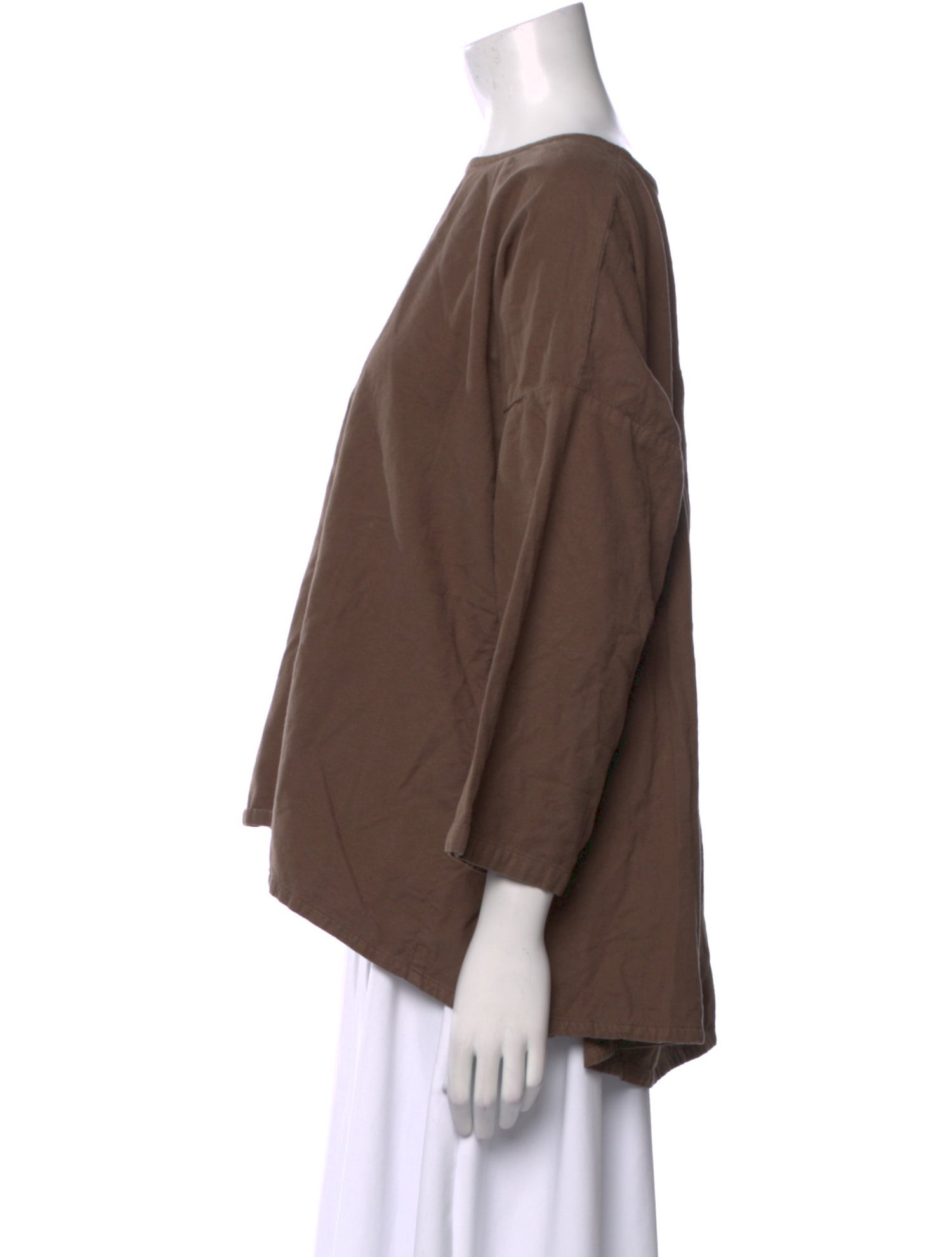 Black Crane Bateau Neckline Three-Quarter Sleeve Blouse