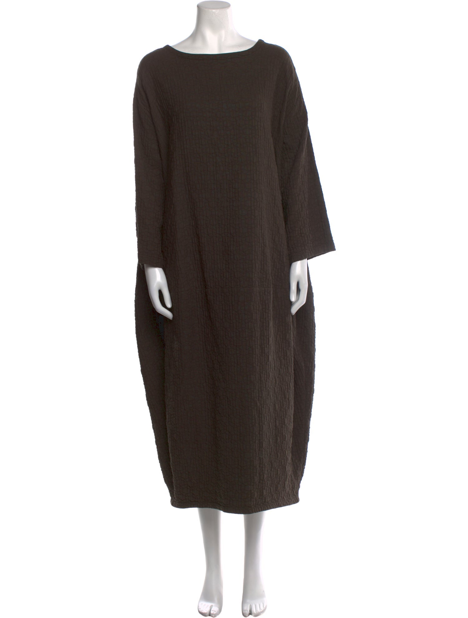 Black Crane Bateau Neckline Long Dress