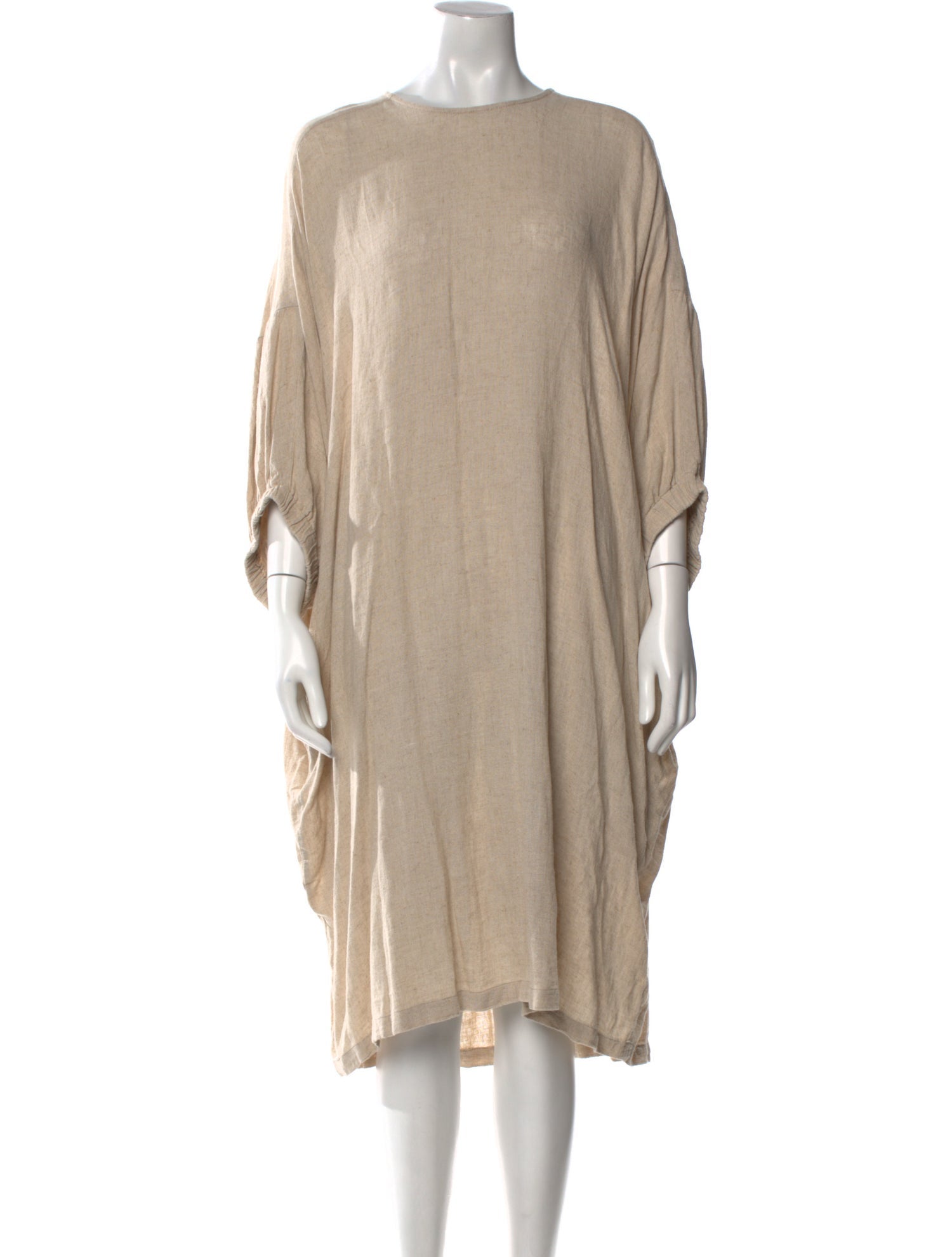 Black Crane Scoop Neck Midi Length Dress