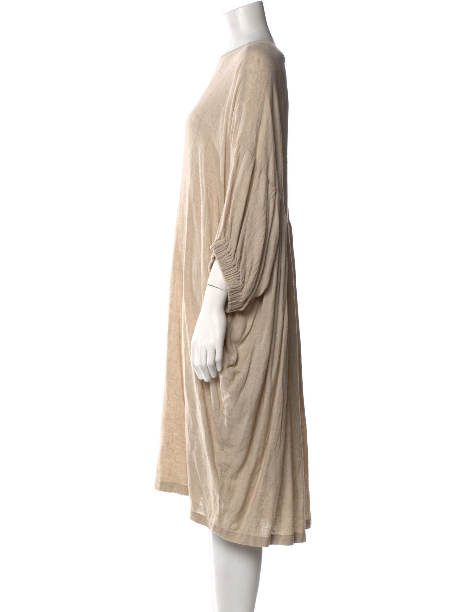 Black Crane Scoop Neck Midi Length Dress