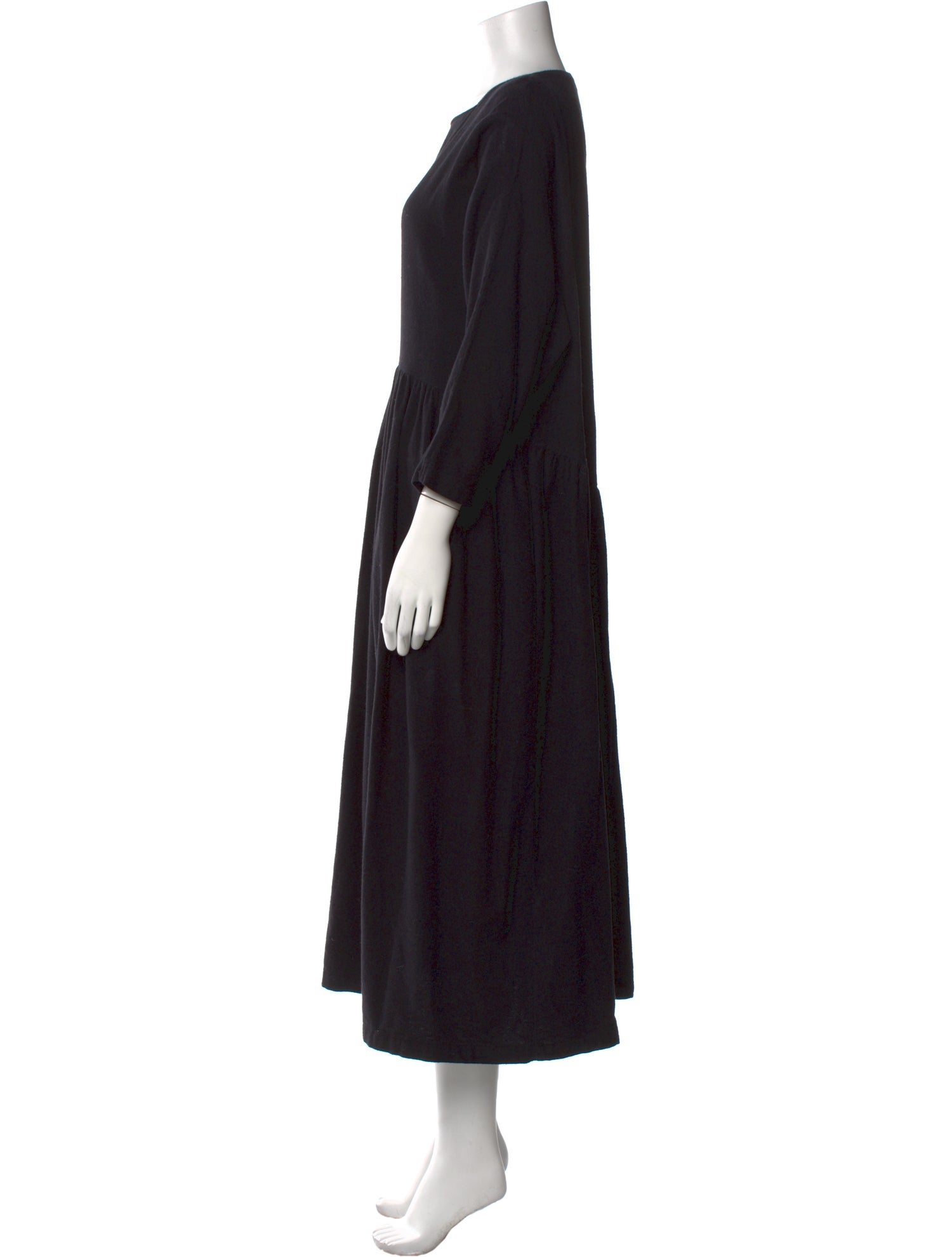 Black Crane Square Neckline Long Dress
