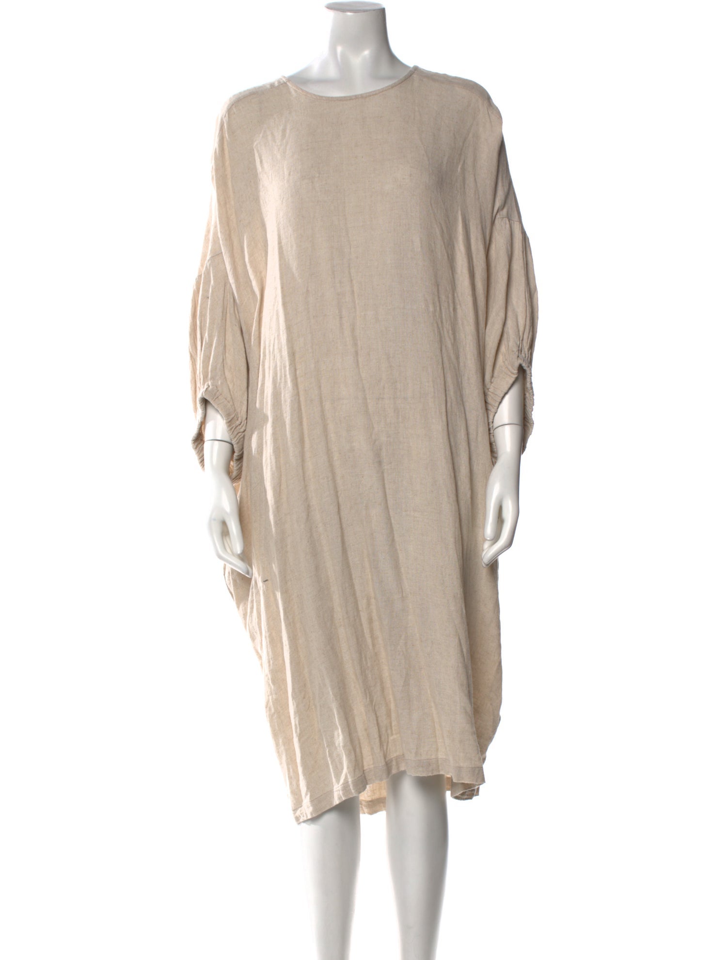 Black Crane Scoop Neck Midi Length Dress