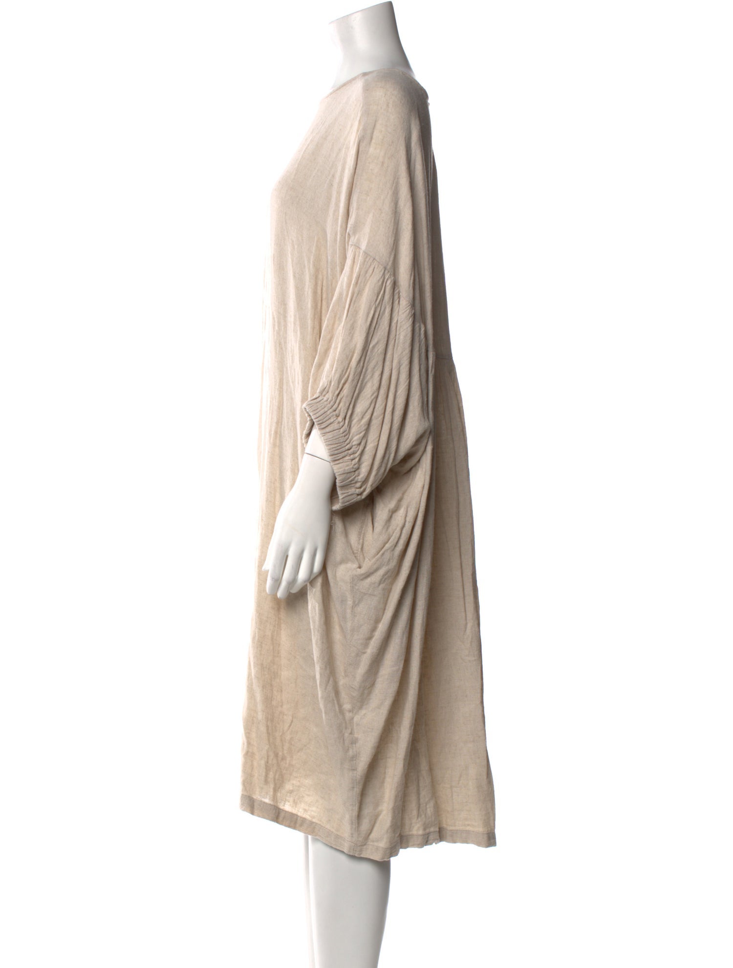 Black Crane Scoop Neck Midi Length Dress