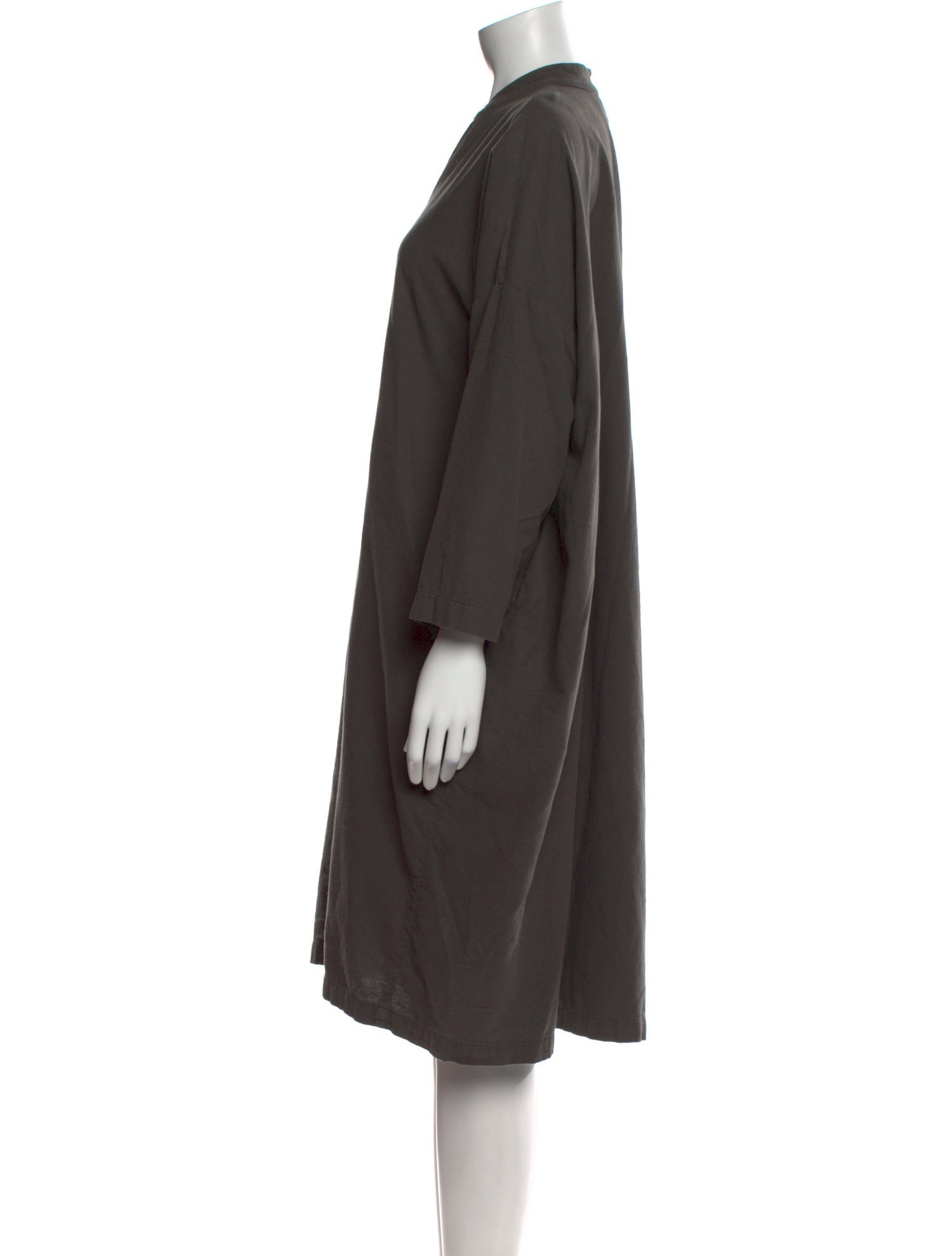 Black Crane V-Neck Knee-Length Dress