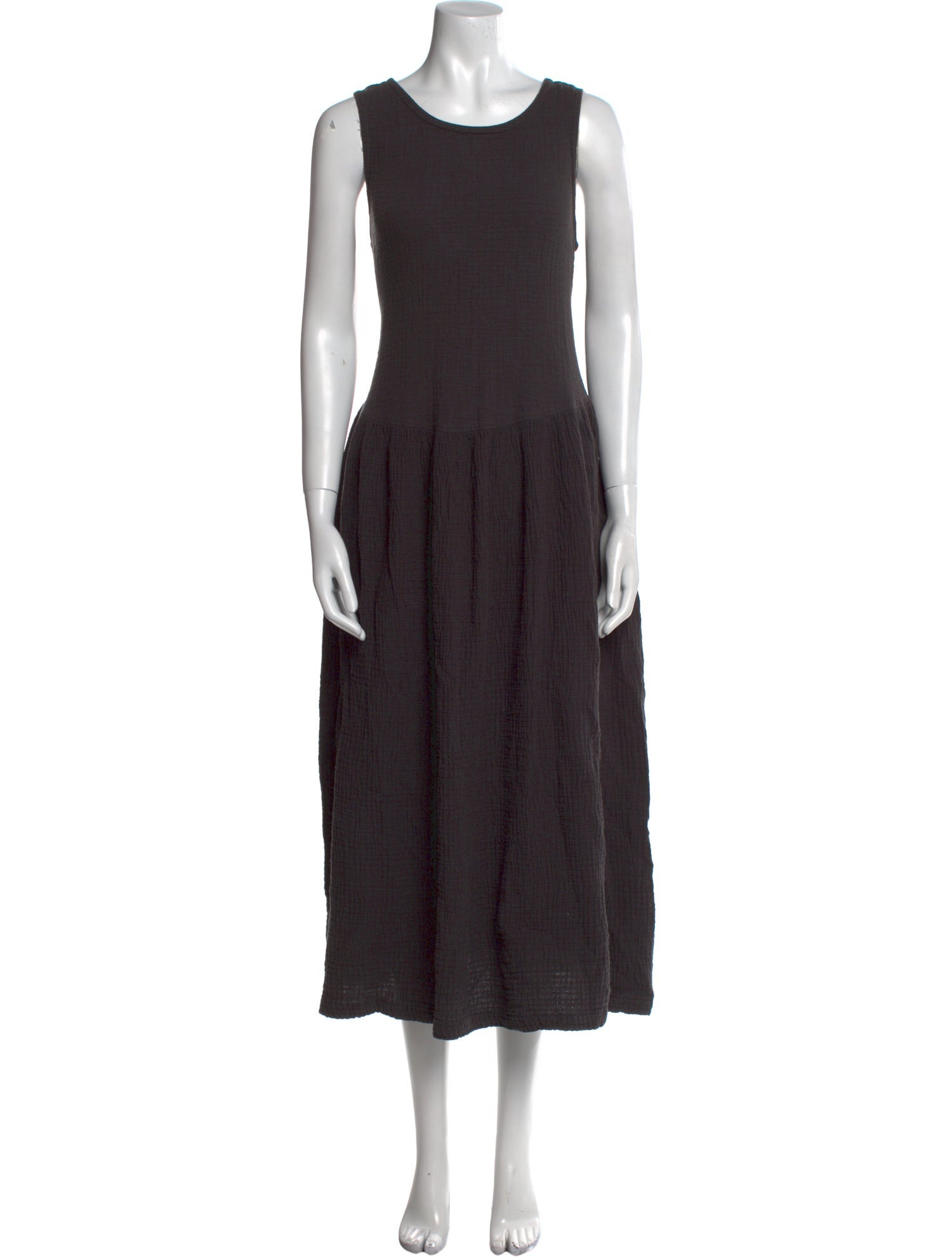 Black Crane Scoop Neck Long Dress