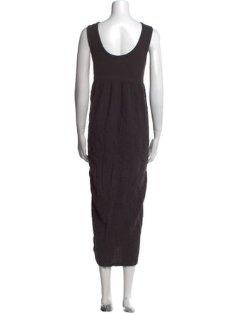 Black Crane Scoop Neck Long Dress