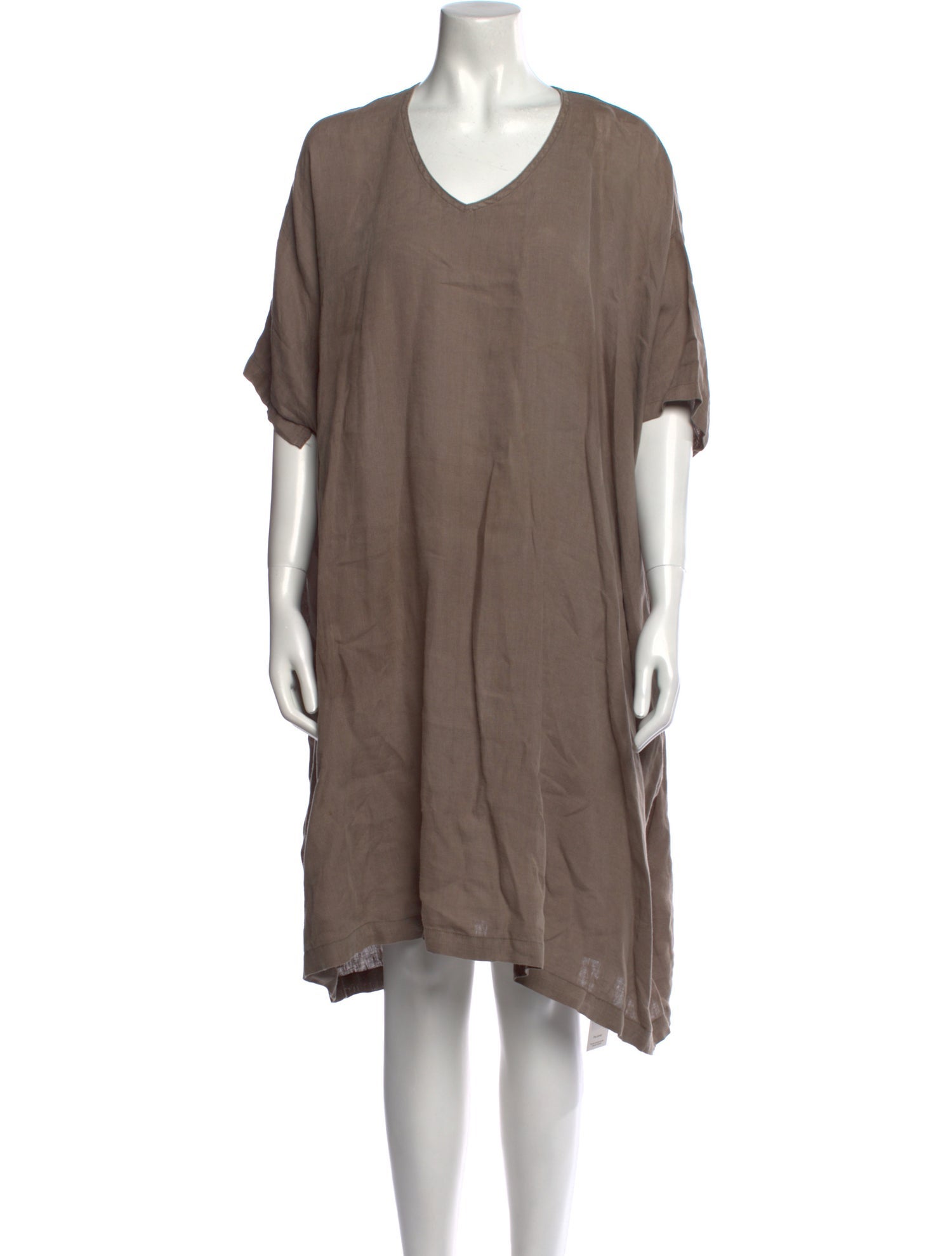 Black Crane Linen Knee-Length Dress