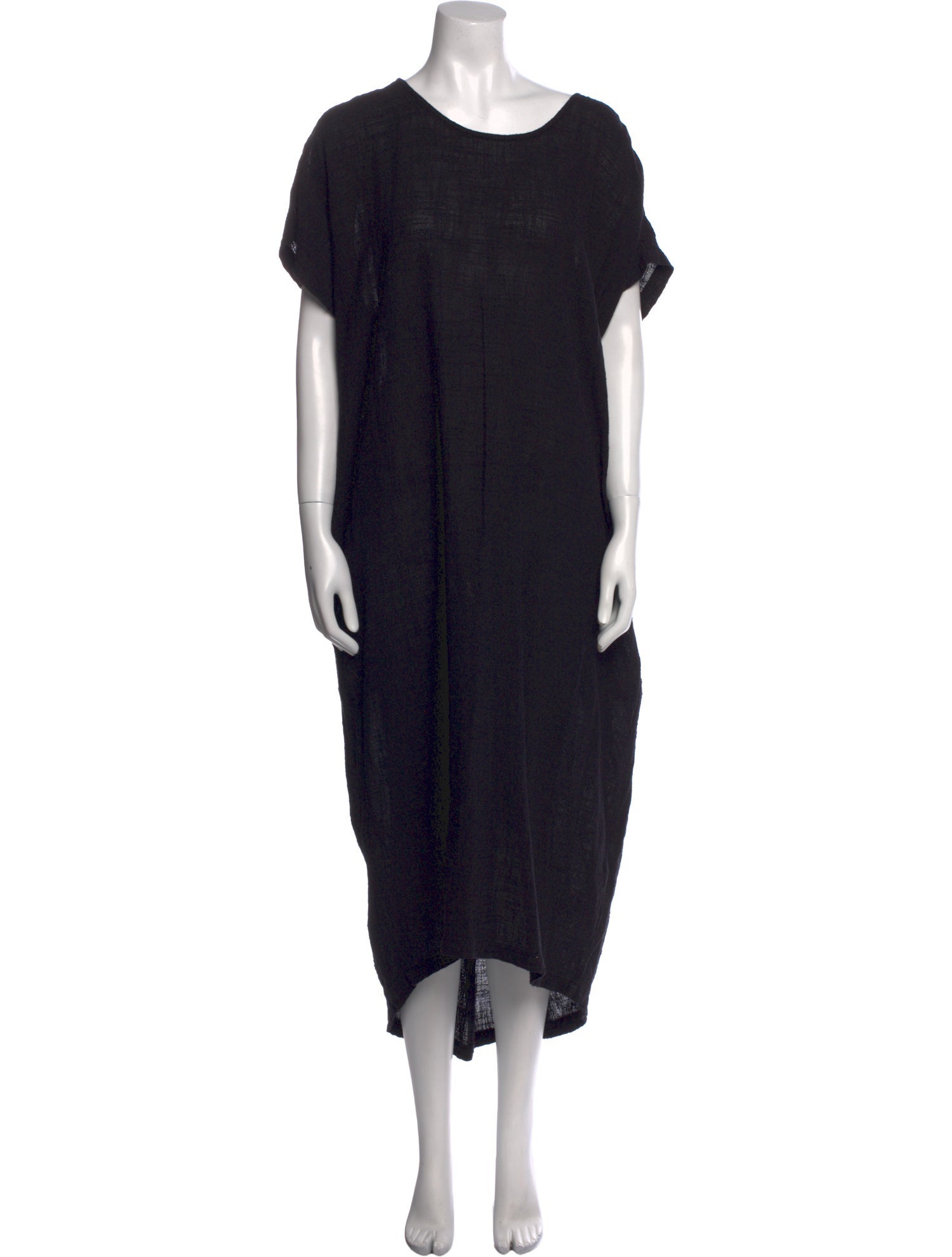 Black Crane Scoop Neck Long Dress