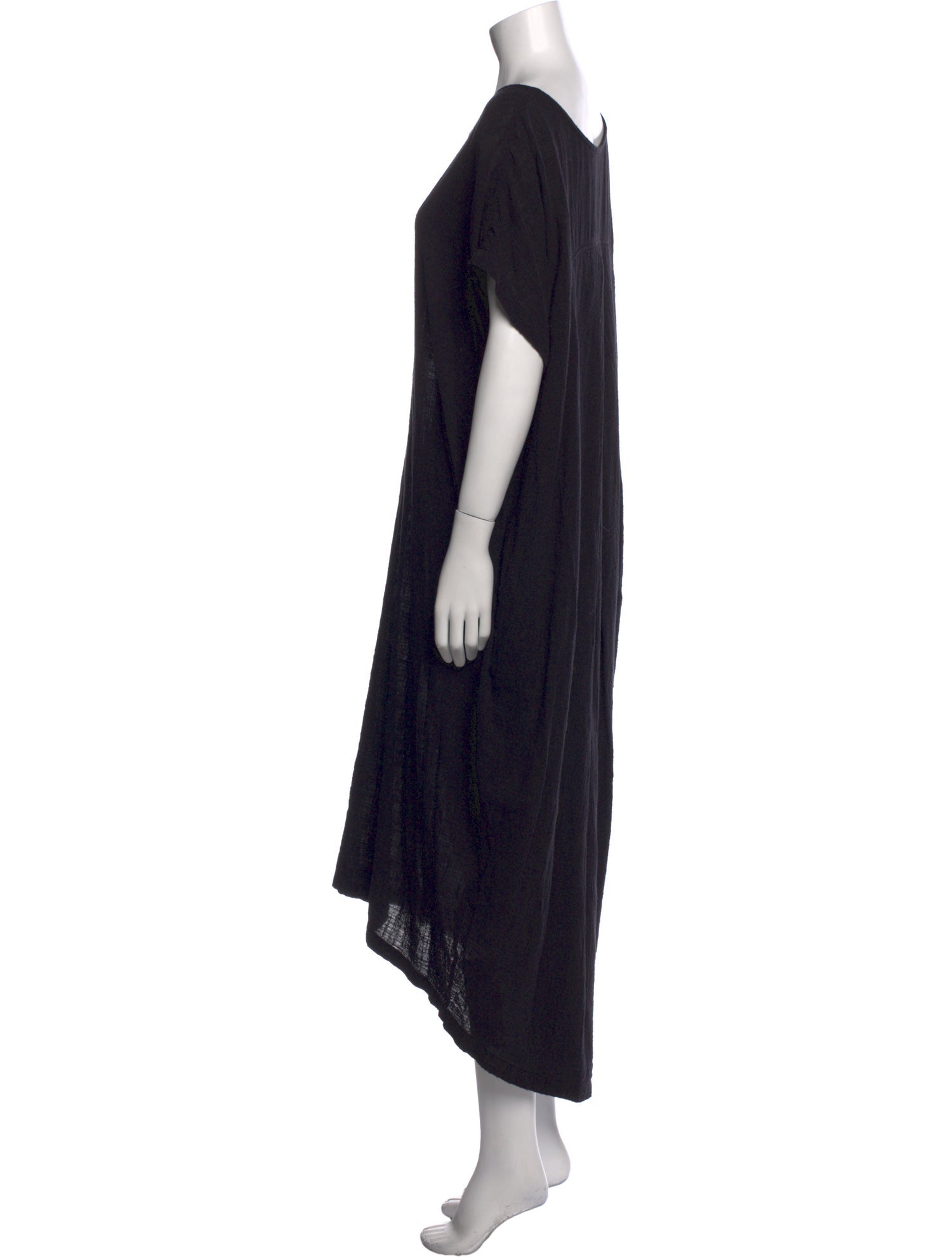 Black Crane Scoop Neck Long Dress
