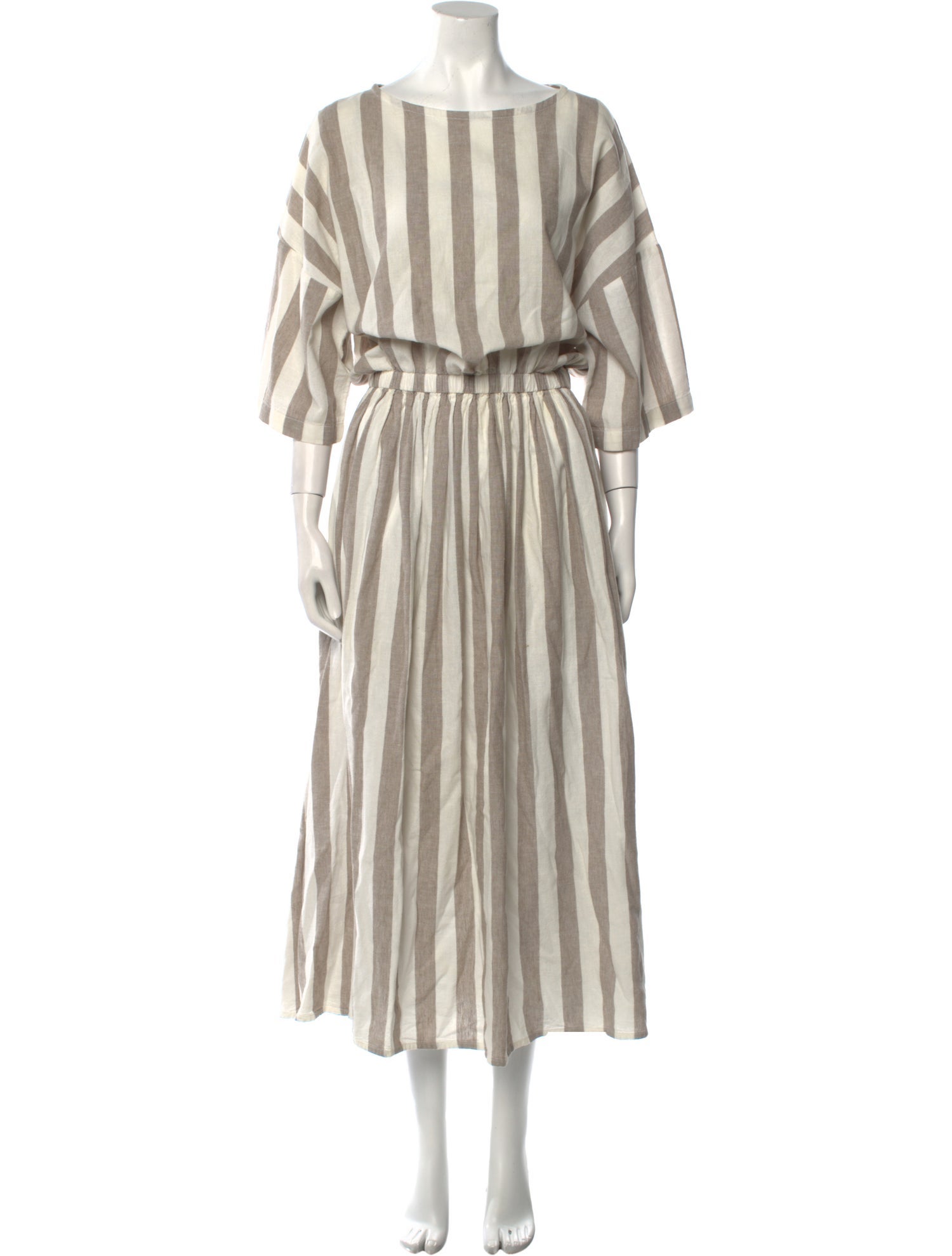 Black Crane Scoop Neck Long Dress